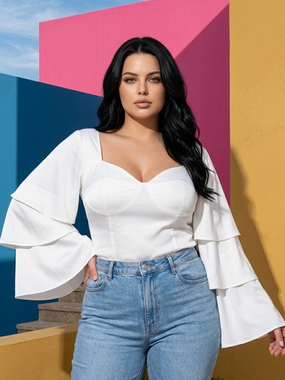Fashion to Figure Tanisha Tier Long Sleeve Top
